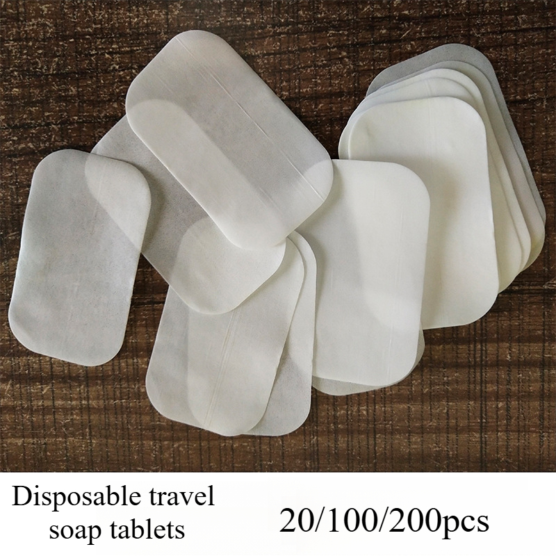 Eva Foam Sheet - 20/100/200 個ポータブルバス手洗いスライスシート屋外旅行香り発泡石鹸紙バスクリーン石鹸タブレット