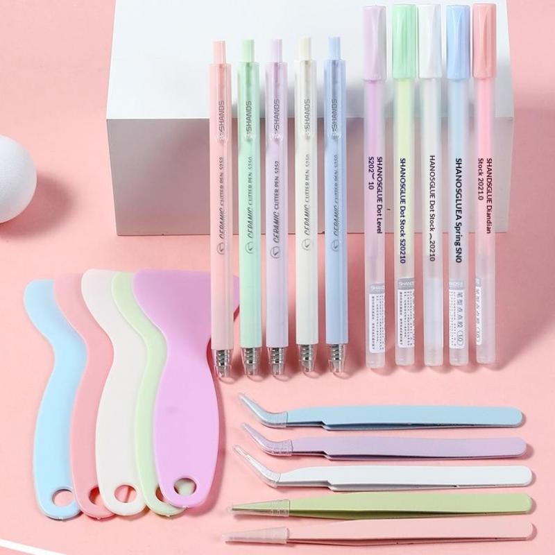 Craft Knife Set - 新しい 4 ピース/セット接着剤ペン彫刻ナイフピンセット小さなシャベル学生 DIY 手作りセットジャーナルツール文具クラフトキット用品