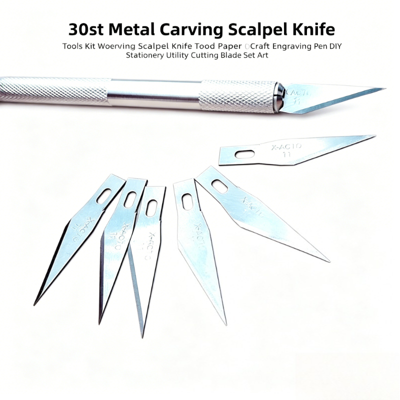 Craft Knife Set - 30 セット彫刻メスナイフキット金属彫刻刃木材紙工芸 DIY ユーティリティペンカッター文具画材