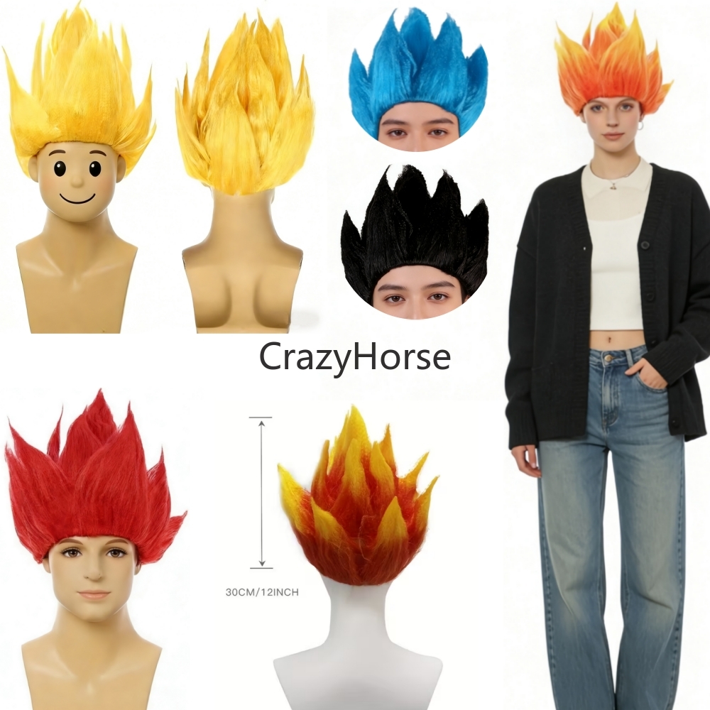 Cosplay Flame Prop - ハロウィン 大人男性用 Zコスプレ サイヤ人ウィッグ 悟空 アニメコスチューム