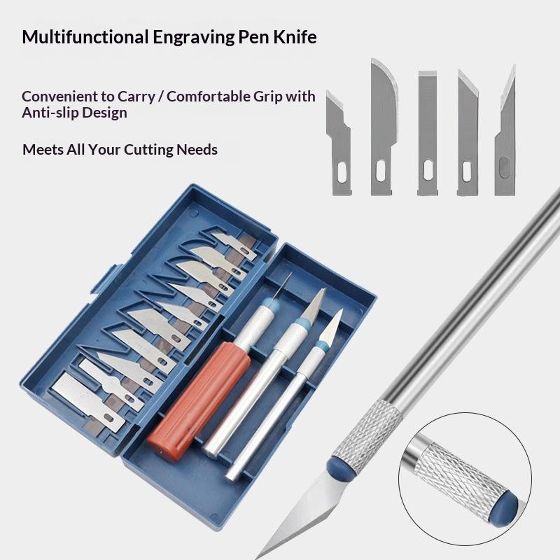Craft Knife Set - 13ピース多機能カッター彫刻クラフトナイフセット、収納ケース付き、DIYやクラフトプロジェクト用の各種刃