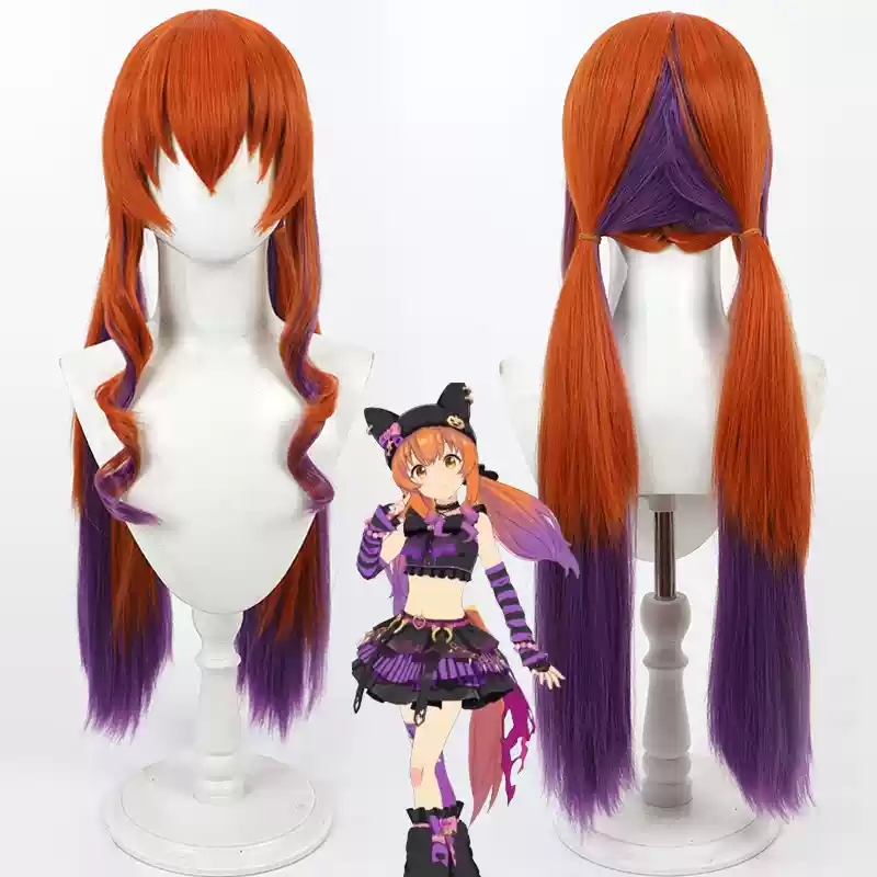 Heat Gun Cosplay - Umamusume-フリンジ付きのかなりダービーメイヤノウィッグ,耐熱合成ヘア,ハロウィーンパーティー,コスプレ,トップガン,ロング