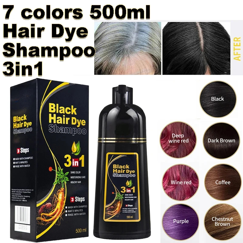 Hair Spray Color - 500 ミリリットルヘアカラー染料シャンプー 3 で 1 インスタントカラーリングシャンプーナチュラル高速染毛剤植物エッセンスヘア