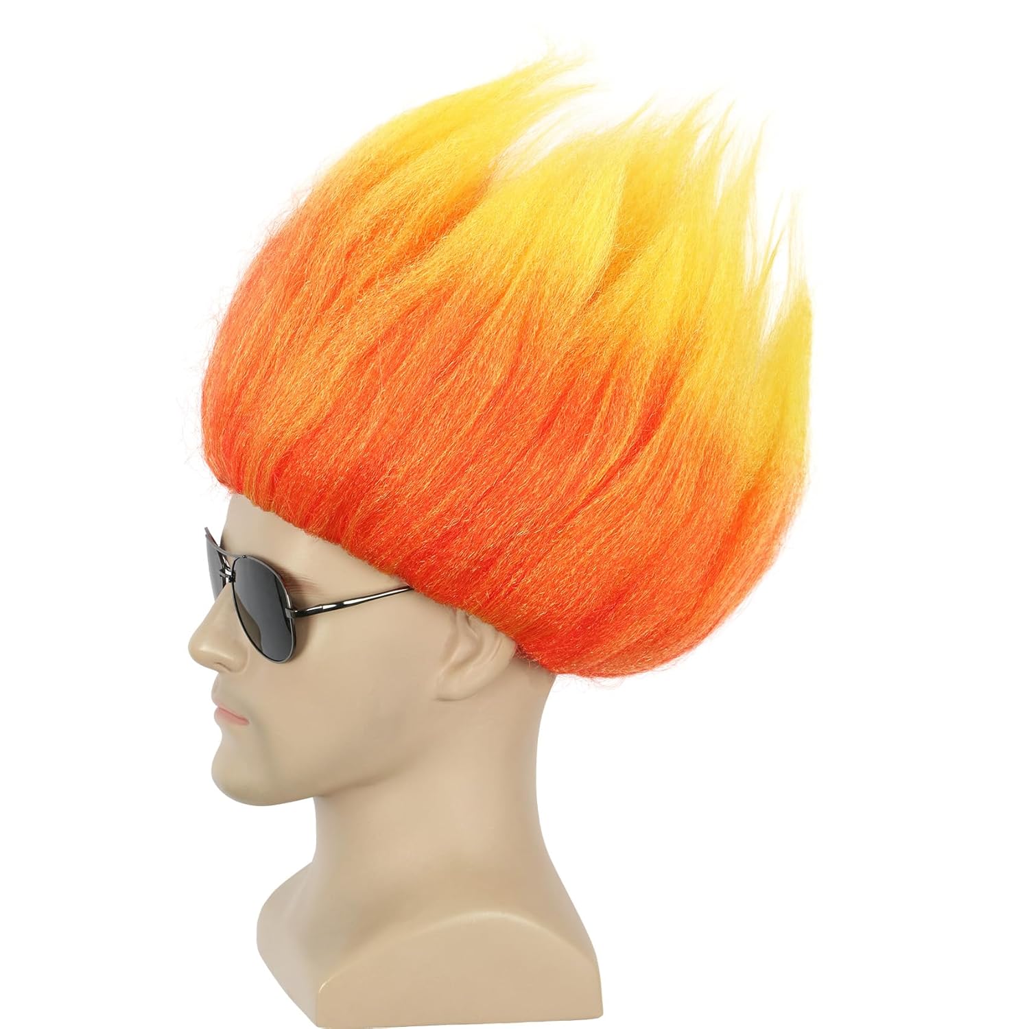 Cosplay Flame Prop - ショートオレンジウィッグスパイキーアニメウィッグ炎形ウィッグハロウィンコスプレ怒っている衣装ウィッグ男性女性