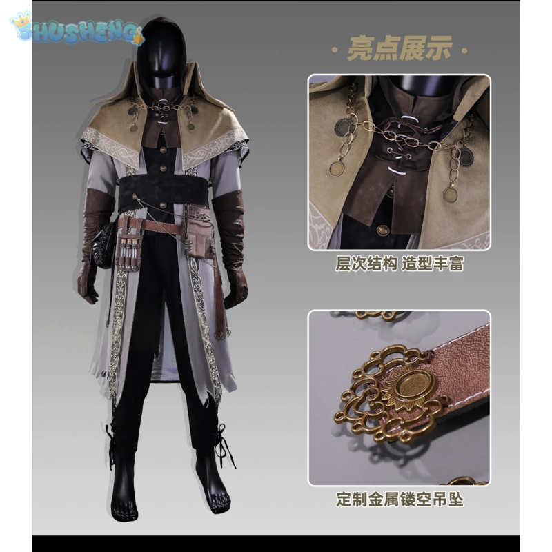 Bloodborne Cosplay Prop - ゲームブラッドボーントームプロスペクターコスプレ衣装新しい高品質男性女性コートベストウエストバッグ手袋小道具ハロウィンスーツ
