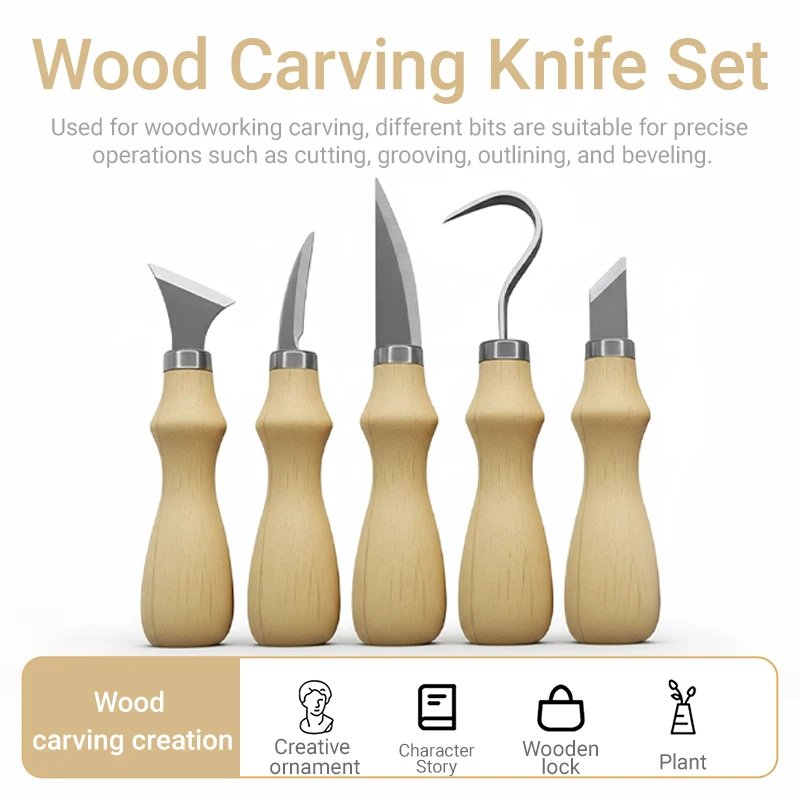 5個の木彫りツールセット、芸術工芸用の曲刃ナイフ、手彫り用の - Craft Knife Set のレビューと価格
