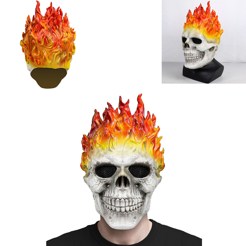 ユニークなコスプレ炎の骸骨不気味な怖い頭骨恐ろしいスカルハロ - Cosplay Flame Prop のレビューと価格