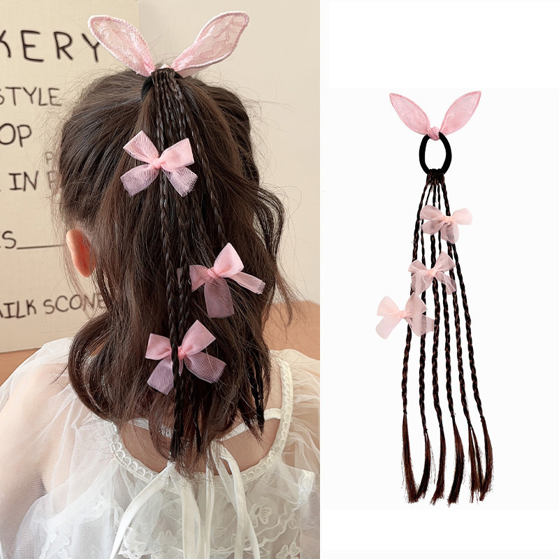 1PC 女の子弓ウサギの耳かつらポニーテールヘッドバンドゴム - Cosplay Prop Bow のレビューと価格