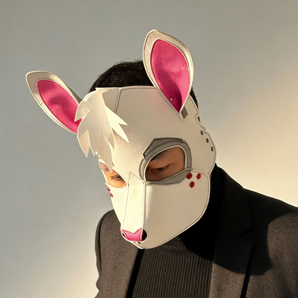 パンクウサギマスク ホワイトバニーパターン PUレザー 大人 - Cosplay Prop Patterns のレビューと価格