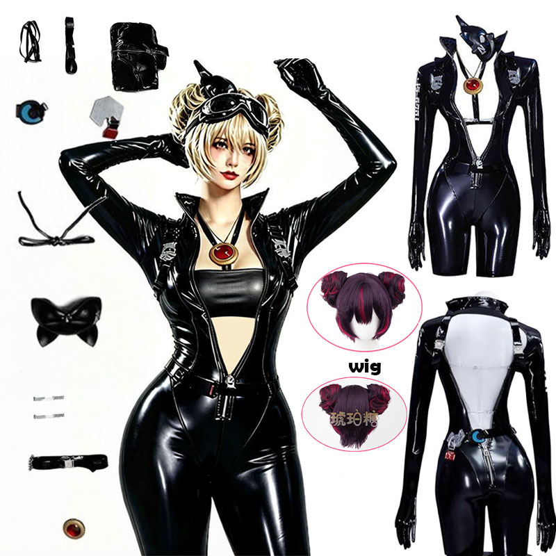 WHH アニメニッケクエンシーコスプレ衣装黒のボディスーツマ - Cosplay Props のレビューと価格