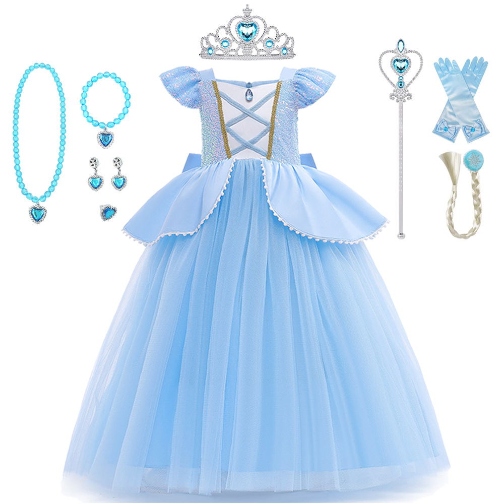 シンデレラコスプレ衣装子供服女の子のためのスパンコールプリン - Cosplay Prop Bow のレビューと価格