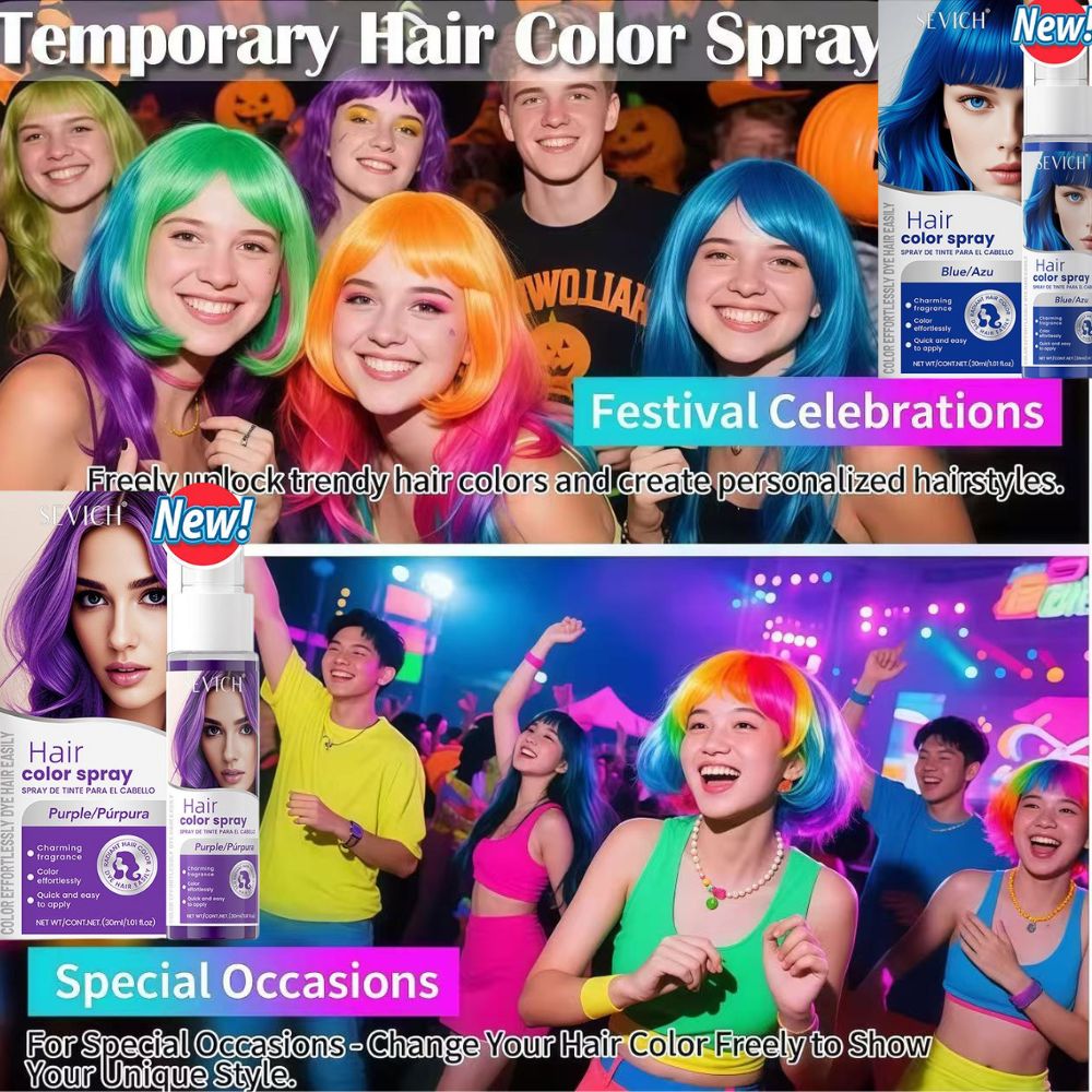 8色ヘアカラースプレー使い捨てヘアダイハロウィンコスプレ用一 - Hair Spray Color のレビューと価格