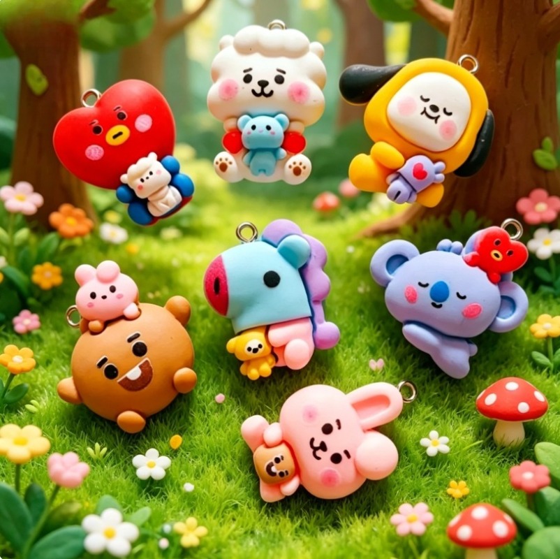 7 個 BT21 樹脂漫画チャーム DIY アクセサリークラ - Cosplay Prop Diy のレビューと価格