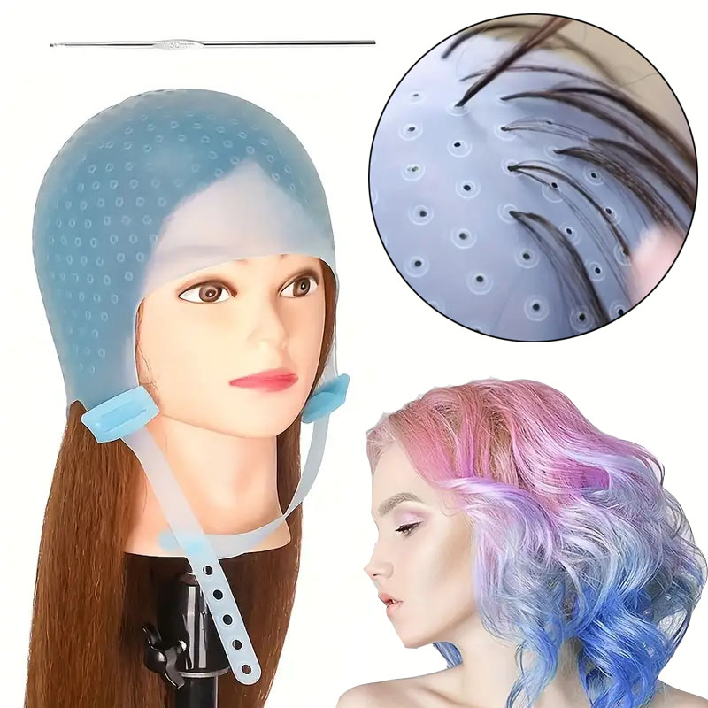 再利用可能なシリコーンヘアカラーリングハイライトキャップ金属 - Hair Spray Color のレビューと価格