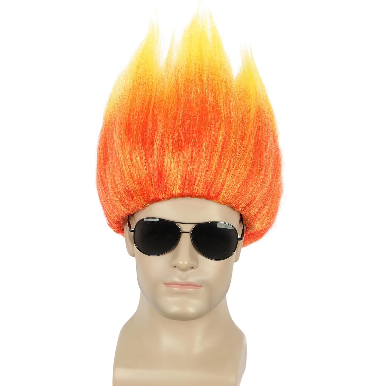 ショートオレンジウィッグスパイキーアニメウィッグ炎形ウィッグ - Cosplay Flame Prop のレビューと価格