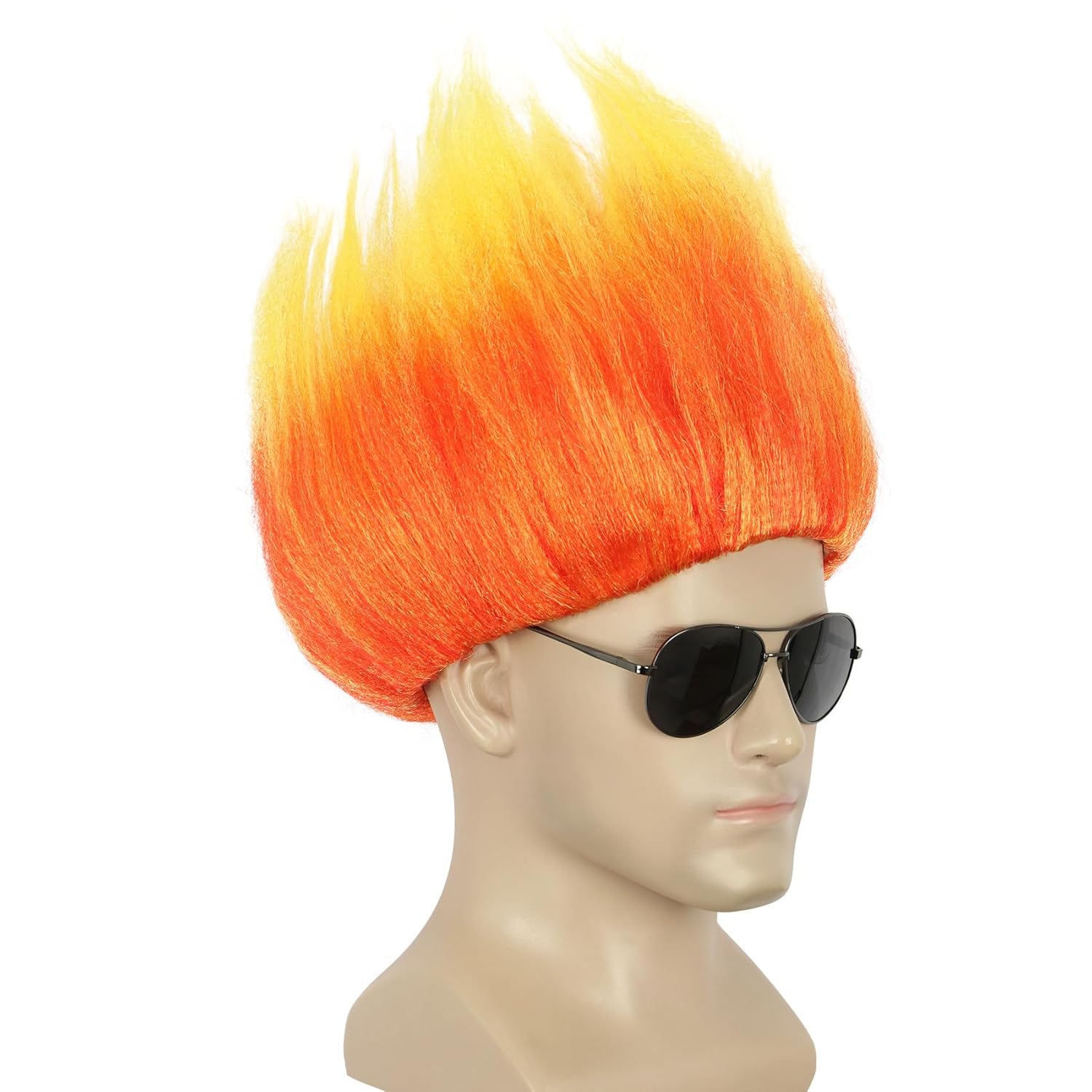 ショートオレンジウィッグスパイキーアニメウィッグ炎形ウィッグ - Cosplay Flame Prop のレビューと価格