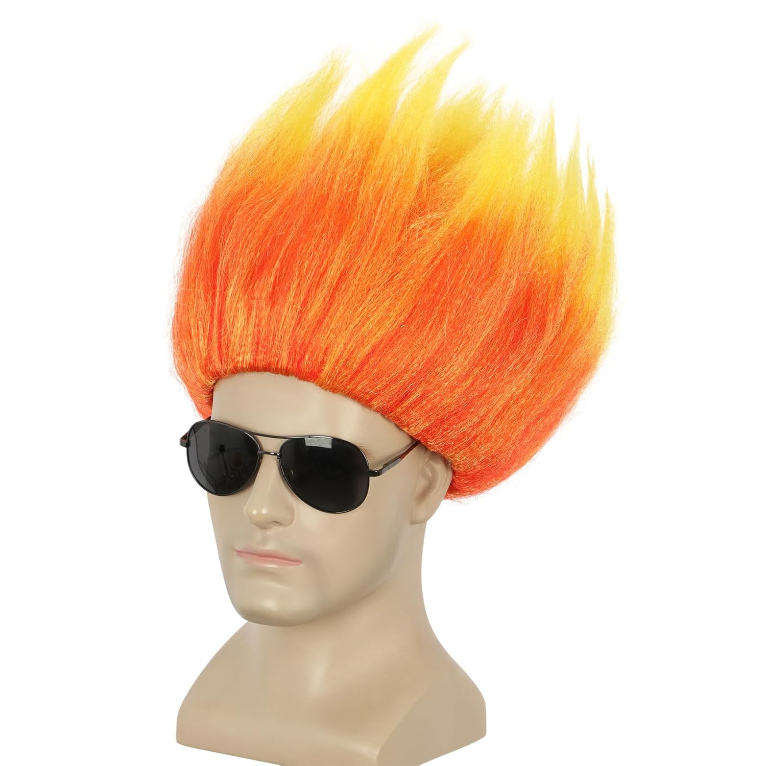 ショートオレンジウィッグスパイキーアニメウィッグ炎形ウィッグ - Cosplay Flame Prop のレビューと価格